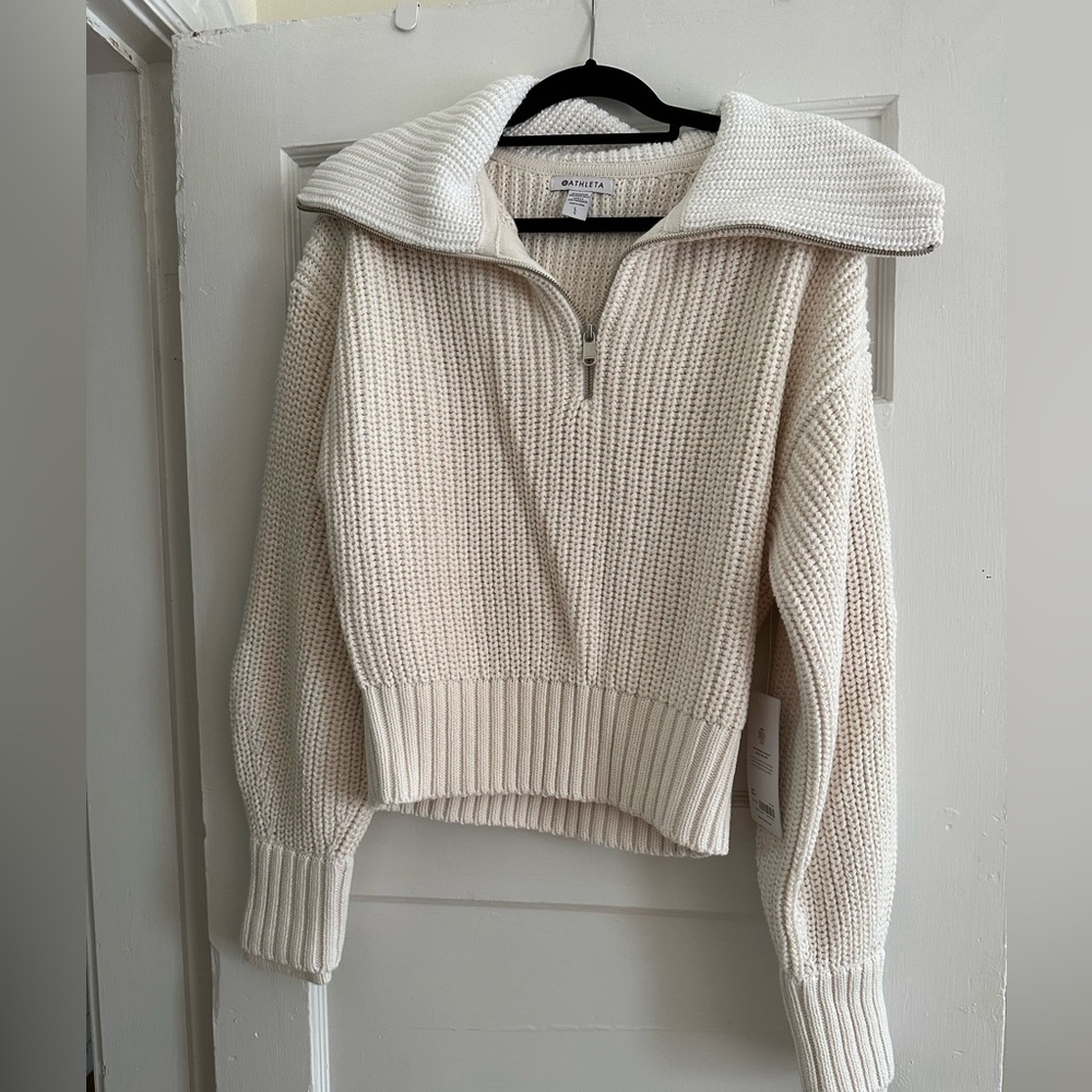 Athleta Alder Sweater NWT Size L White/Ivory